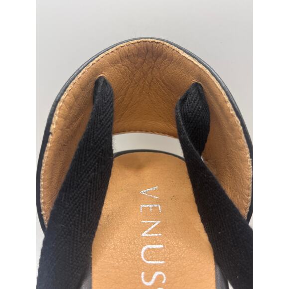 Venus Black Faux Leather Closed Toe Espadrille with Ankle Wrap Ribbon Ties - Picture 9 of 12